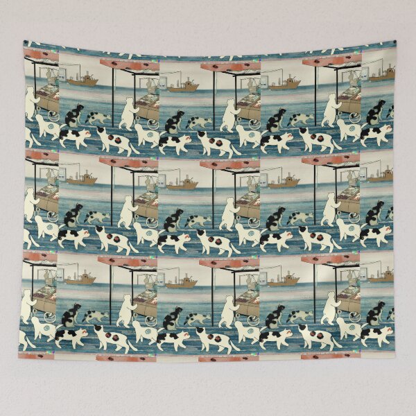 Item preview, Traditional Japanese Ukiyo-e Cats at a Fish Market - AI Generated designed and sold by Roboutique.