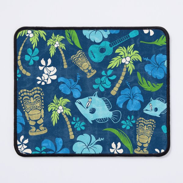 Item preview, Makapuu Beach Hawaiian Batik Print - Navy and Turquoise colorway designed and sold by DriveIndustries.