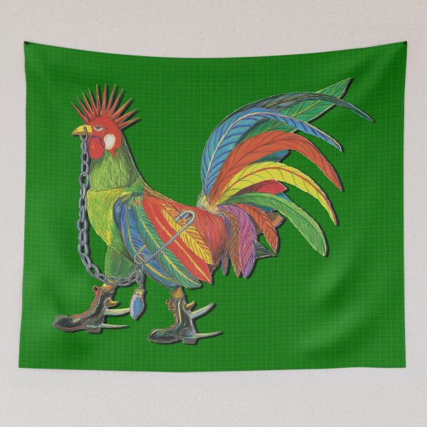 Artikelvorschau, Punky Rooster Basic on Grass Green Threads entworfen und verkauft von AJLeibengeist.