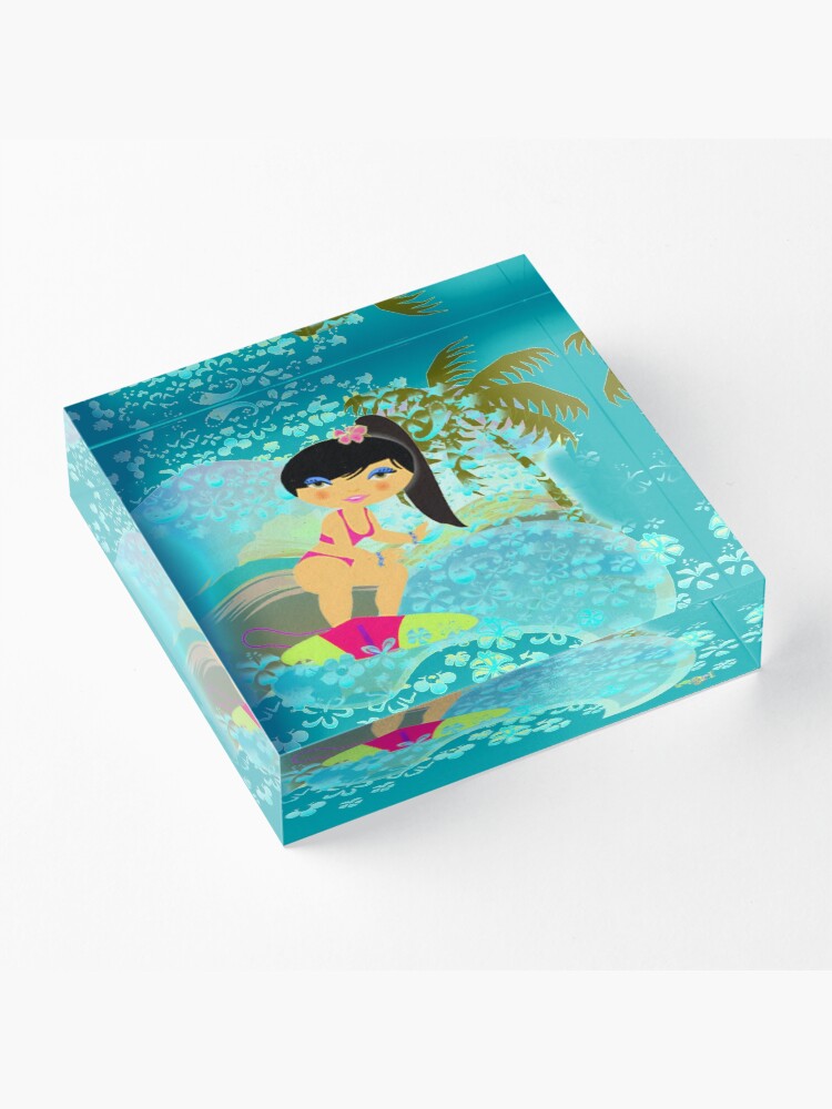 Alternate view of TropoGirl - In the Blue Wave Acrylic Block