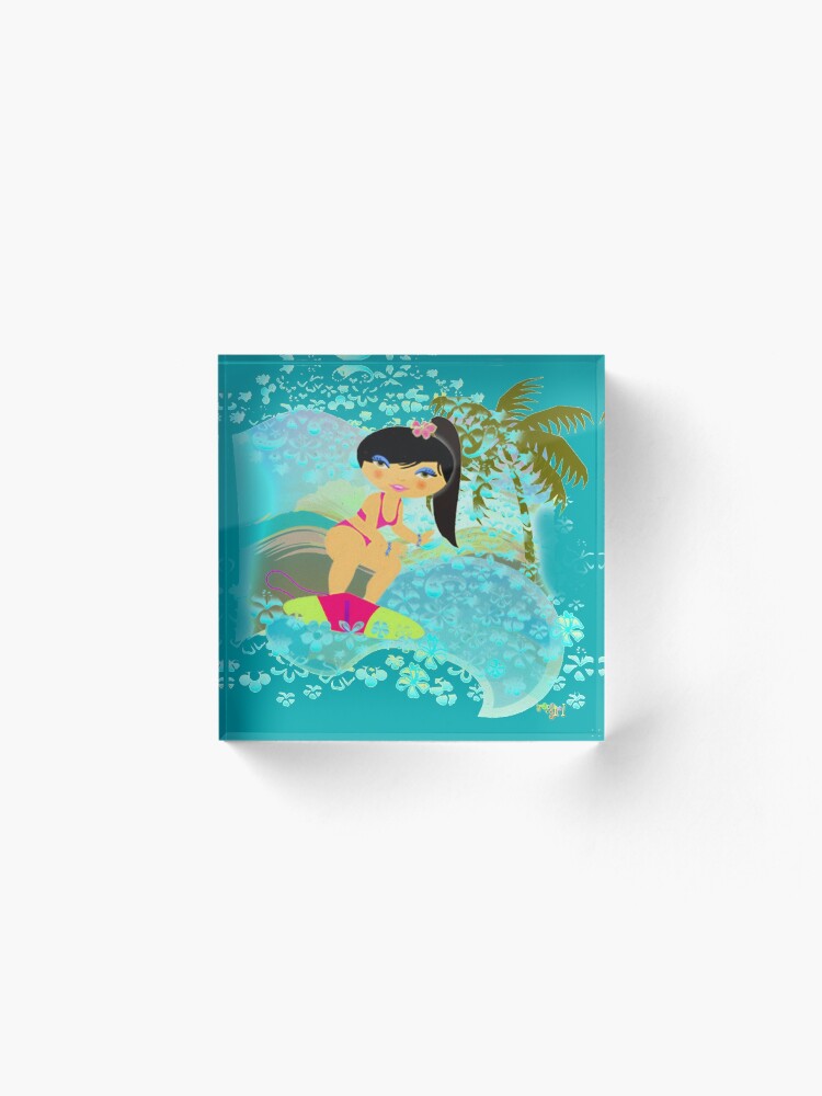 Alternate view of TropoGirl - In the Blue Wave Acrylic Block