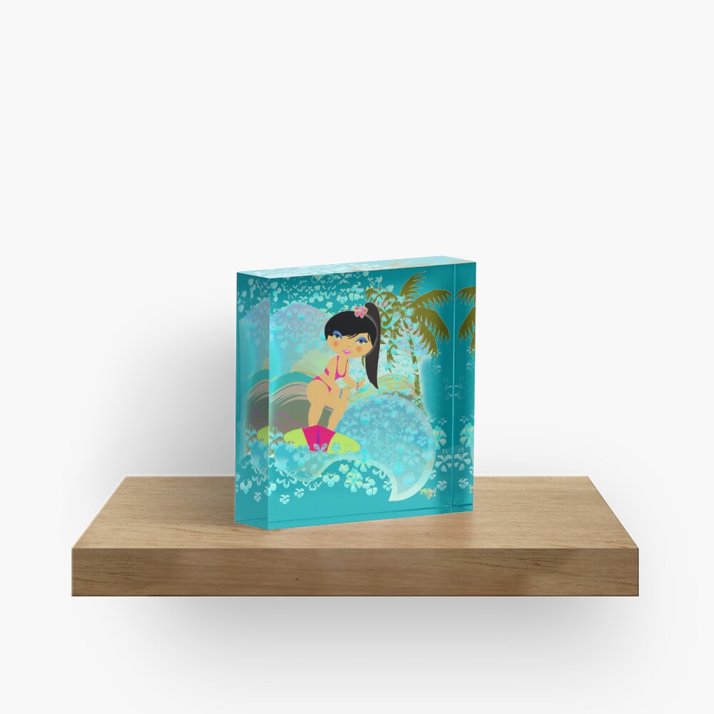 TropoGirl - In the Blue Wave Acrylic Block