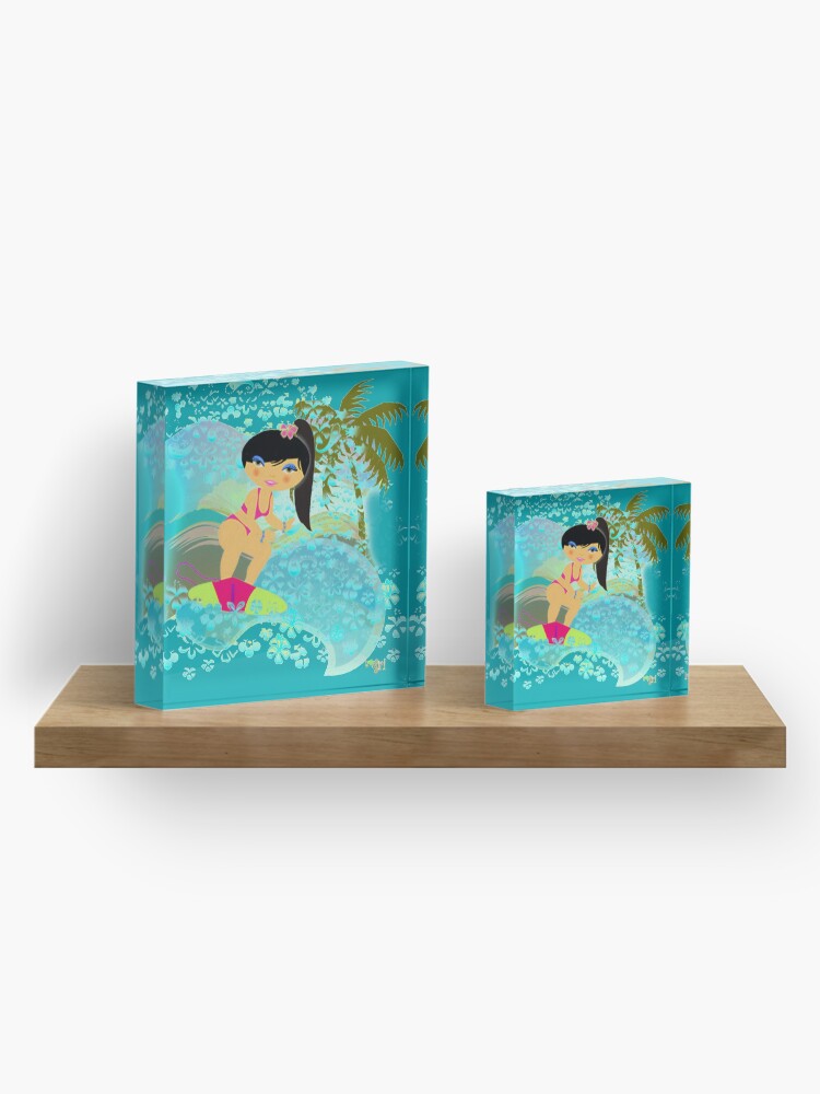 Alternate view of TropoGirl - In the Blue Wave Acrylic Block