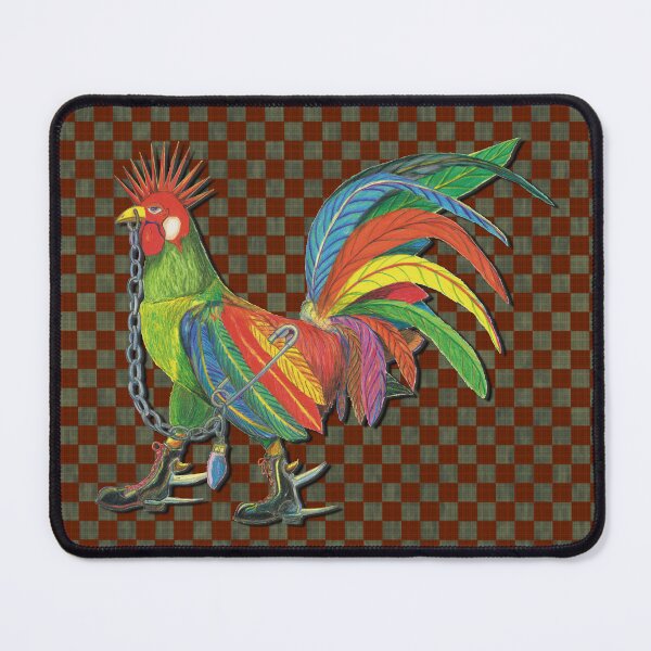 Aperçu de l'œuvre Punky Rooster Basic on Brown Checkered Colors créée et vendue par AJLeibengeist.