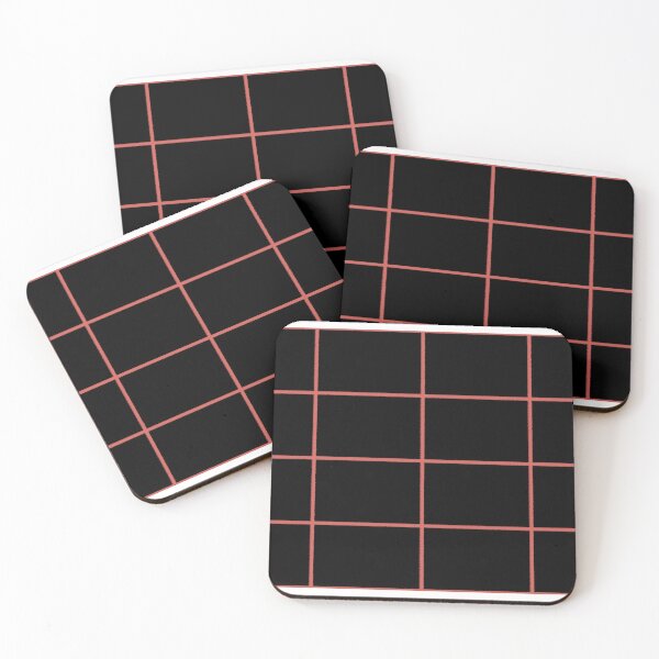 Item preview, Red-Orange Black Tile Grid Check Pattern Pairs 2023 COTY Raspberry Blush 2008-30 designed and sold by ColorOfTheYears.