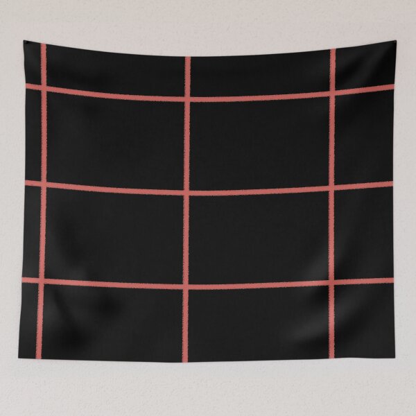 Item preview, Red-Orange Black Tile Grid Check Pattern Pairs 2023 COTY Raspberry Blush 2008-30 designed and sold by ColorOfTheYears.
