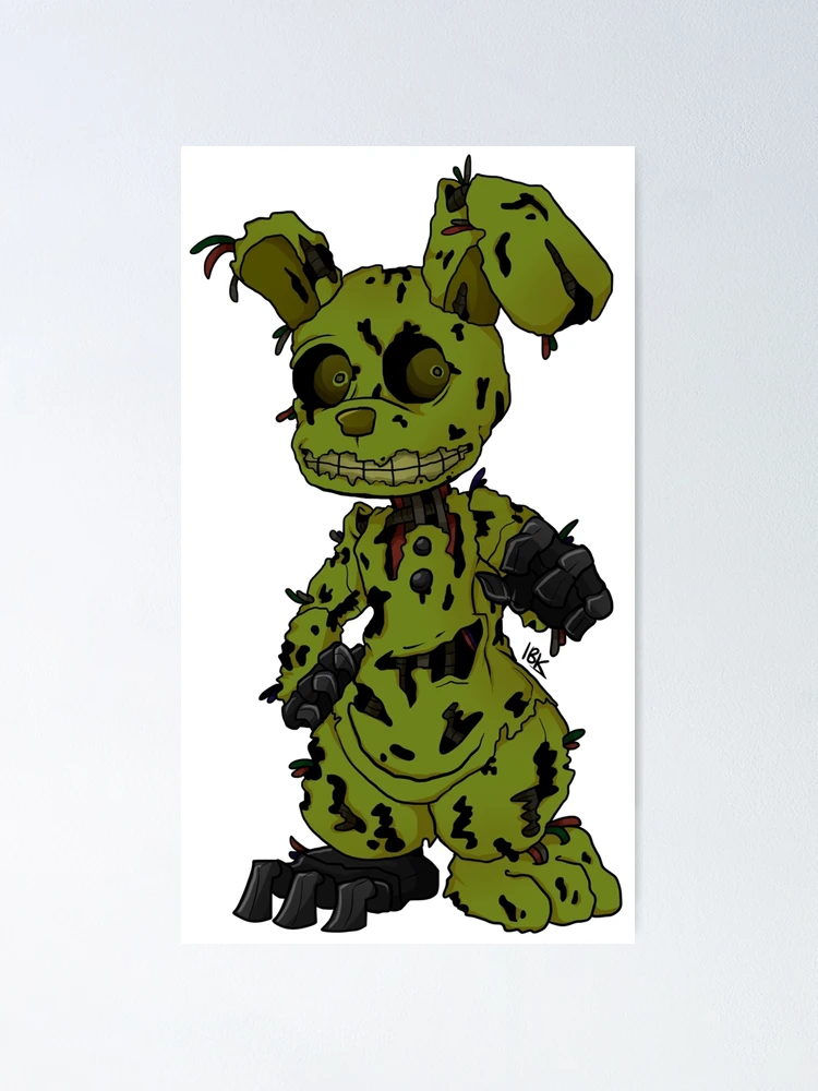 Springtrap sat in chair (white outline) Poster for Sale by DragonessAnim