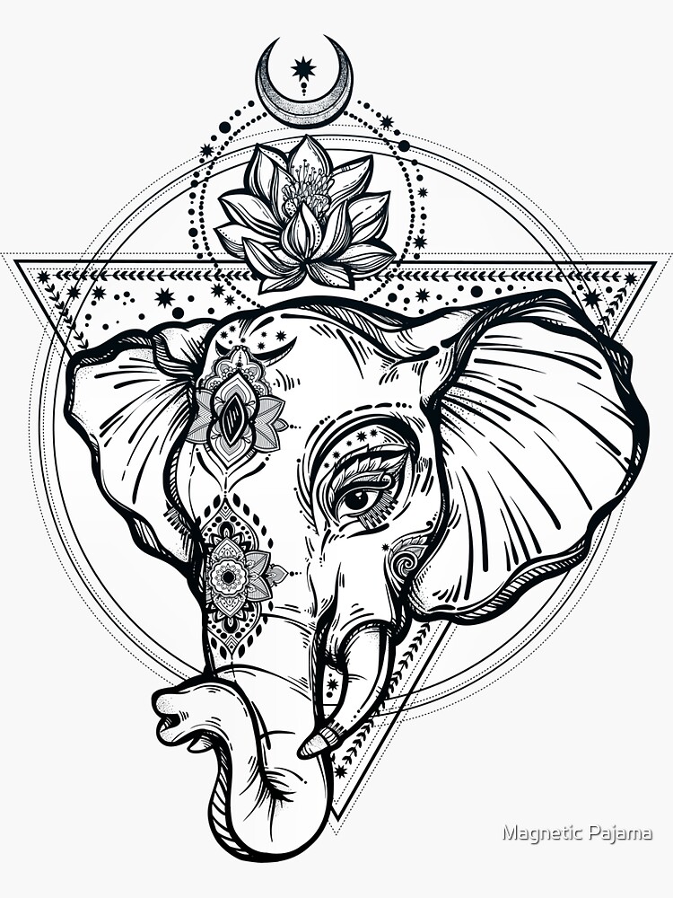 Sacred Elephant with Lotus Flower and Sacred Geometry by MagneticMama
