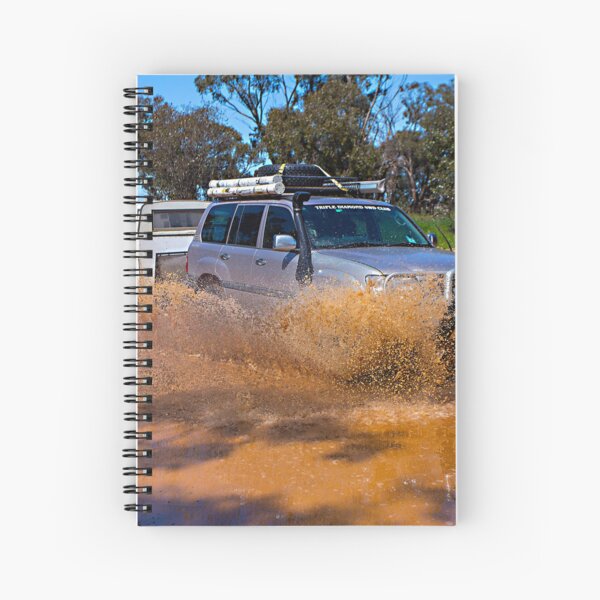 Landcruiser and Camper through water crossing Spiral Notebook