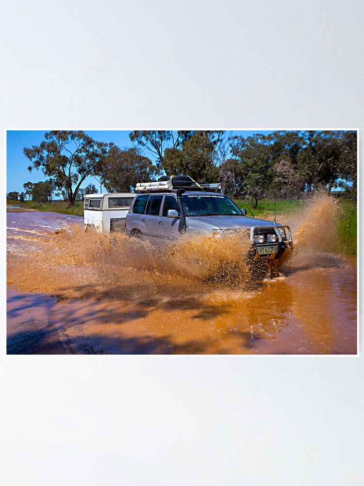 Thumbnail 1 of 3, Poster, Landcruiser and Camper through water crossing designed and sold by RICHARDW.