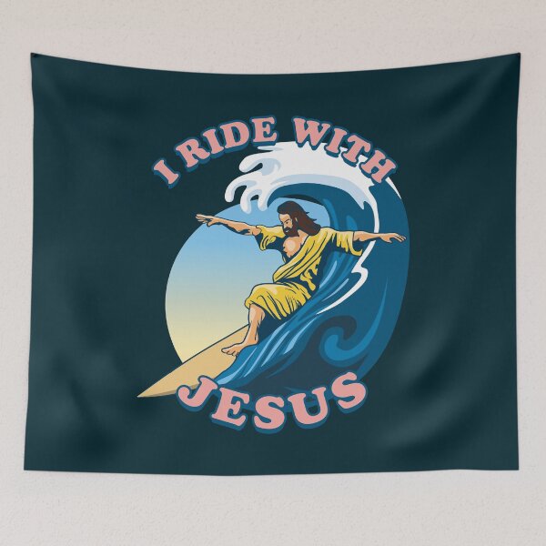 Item preview, I Ride With Jesus | Surfing Jesus designed and sold by TMBTM.