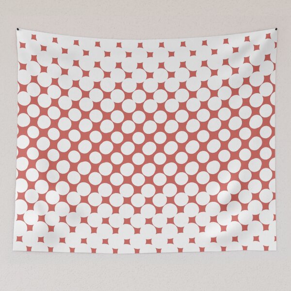 Item preview, Red-Orange White Halftone Abstract Polka Dot Pattern Pairs 2023 COTY Raspberry Blush 2008-30 designed and sold by ColorOfTheYears.