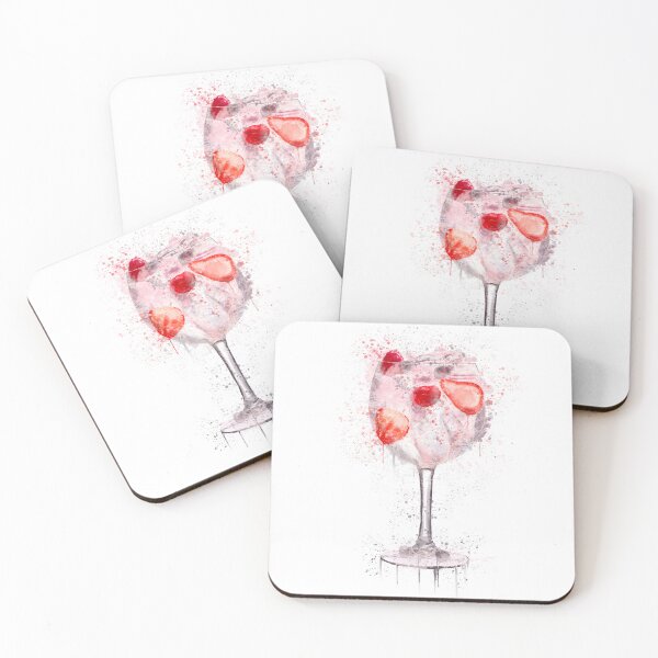 Item preview, Pink Gin and Strawberry Glass Splatter Print designed and sold by Pics-squiggles.