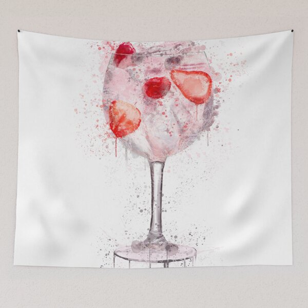 Item preview, Pink Gin and Strawberry Glass Splatter Print designed and sold by Pics-squiggles.