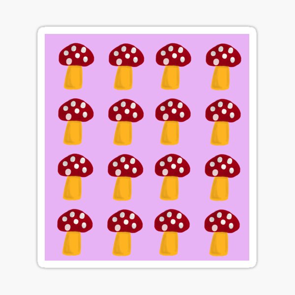 “Red toadstools on pink background” Sticker for Sale by FoxRoad | Redbubble