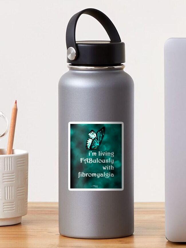 Thumbnail 1 of 3, Sticker, I'm Living FABulously With Fibromyalgia Butterfly designed and sold by FABulous-living.