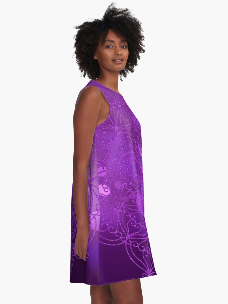 Alternate view of Purple Glitter Mandala With Bokeh Background 4 A-Line Dress