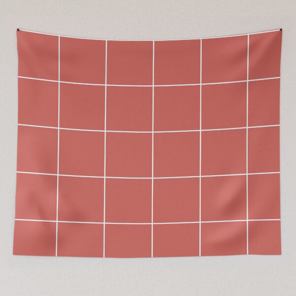 Item preview, Red-Orange White Minimal Square Diamond Grid Pattern 2 Pairs 2023 COTY Raspberry Blush 2008-30 designed and sold by ColorOfTheYears.