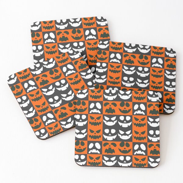 Item preview, jack o lanterns, halloween season pattern, scary pumpkins, ghostly faces designed and sold by allycat57.
