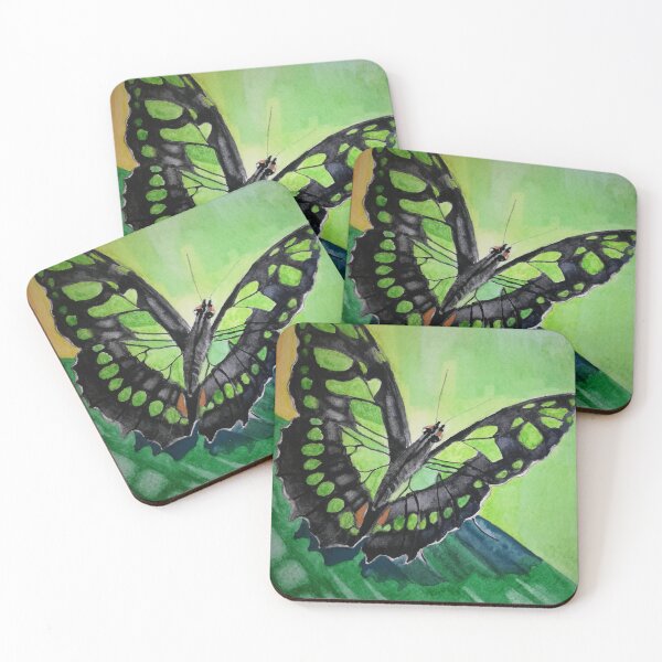 Item preview, Green and black butterfly watercolour painting  designed and sold by esvb.