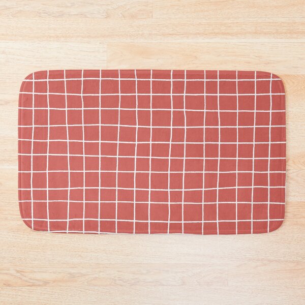 Item preview, Red-Orange White Thin Checkerboard Square Grid Pattern Pairs 2023 COTY Raspberry Blush 2008-30 designed and sold by ColorOfTheYears.