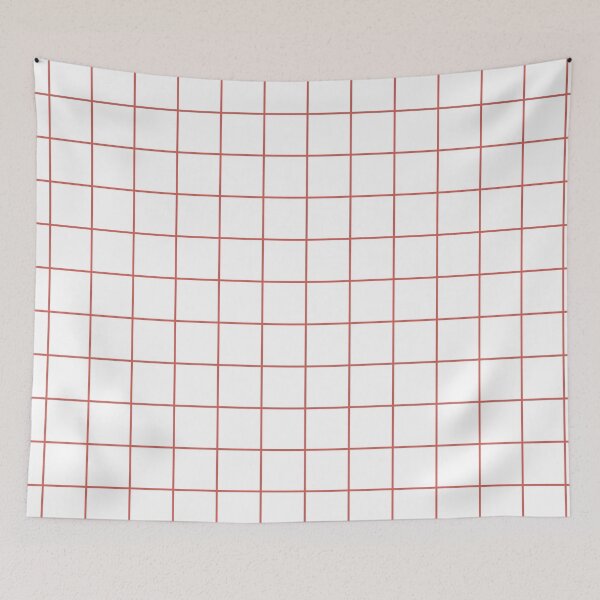 Item preview, Red-Orange White Tile Grid Pattern Pairs 2023 COTY Raspberry Blush 2008-30 designed and sold by ColorOfTheYears.