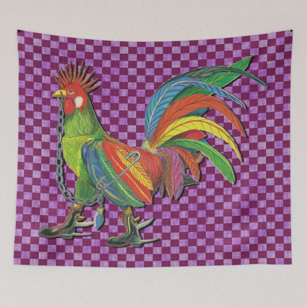 Artikelvorschau, Punky Rooster Basic on Mauve Checkered Colors entworfen und verkauft von AJLeibengeist.
