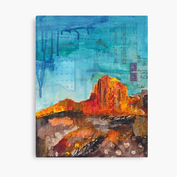 Item preview, Red rock desert mixed media painting designed and sold by kittyvdheuvel.