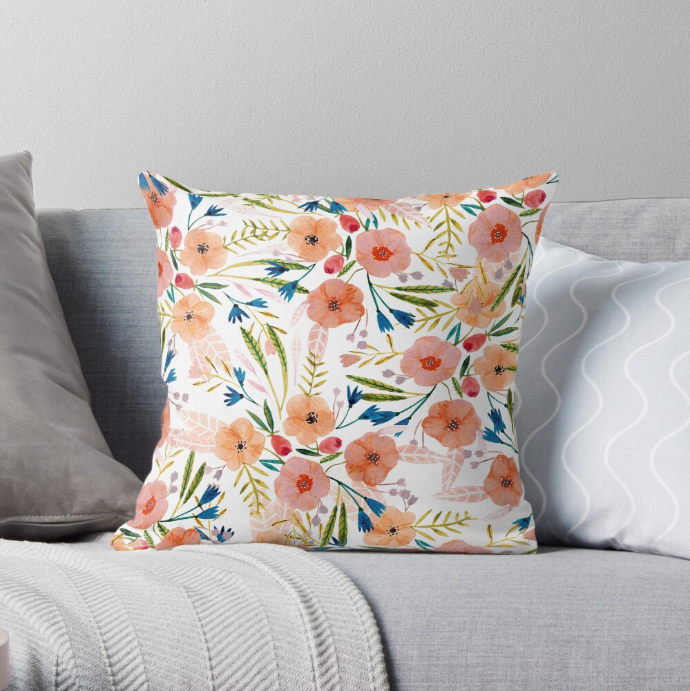 Floral Dance Throw Pillow