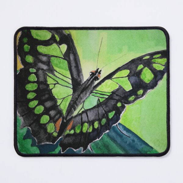 Item preview, Green and black butterfly watercolour painting designed and sold by esvb.