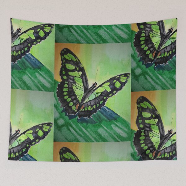 Item preview, Green and black butterfly watercolour painting  designed and sold by esvb.