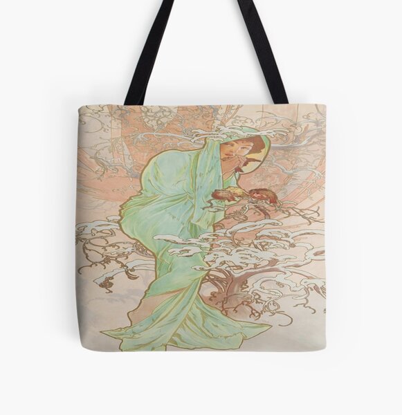 SuyuanArt Alphonse Mucha's Classic Art Tote Bag,Aesthetic Reusable Carry on  Shoulder Tote Women
