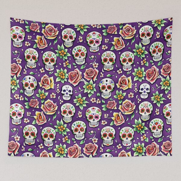 Item preview, Sugar Skull Flower Pattern designed and sold by Zemracreative.