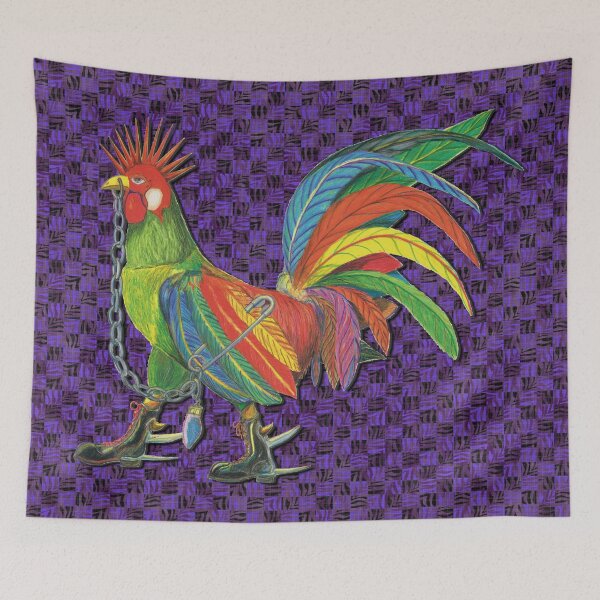 Artikelvorschau, Punky Rooster Basic on Violet Checkered Black entworfen und verkauft von AJLeibengeist.