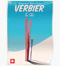 Verbier Vintage ski travel poster Poster