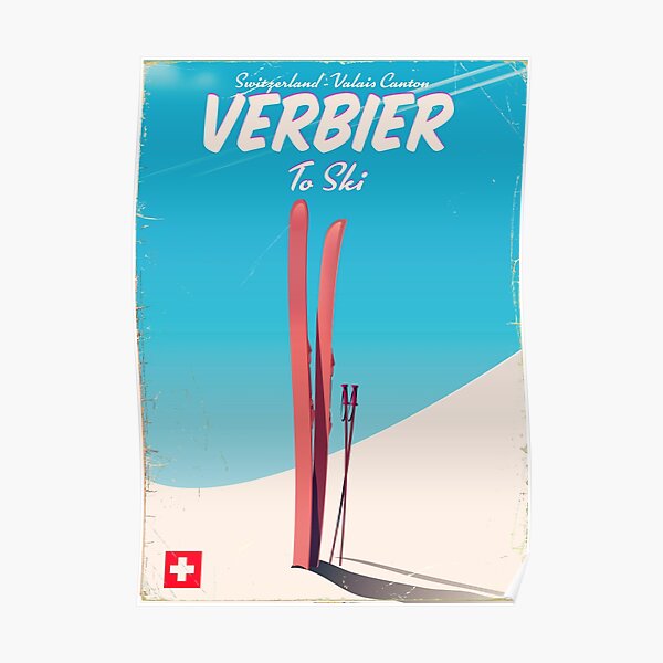 Verbier Vintage ski travel poster Poster
