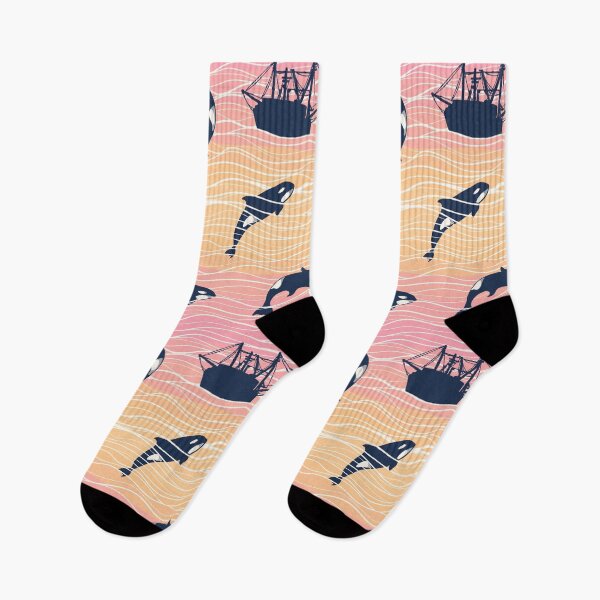 Item preview, Orca and Fishing Boats Pink and Orange  designed and sold by Krystal  Thomas.