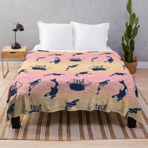 Item preview, Orca and Fishing Boats Pink and Orange  designed and sold by Krystal  Thomas.