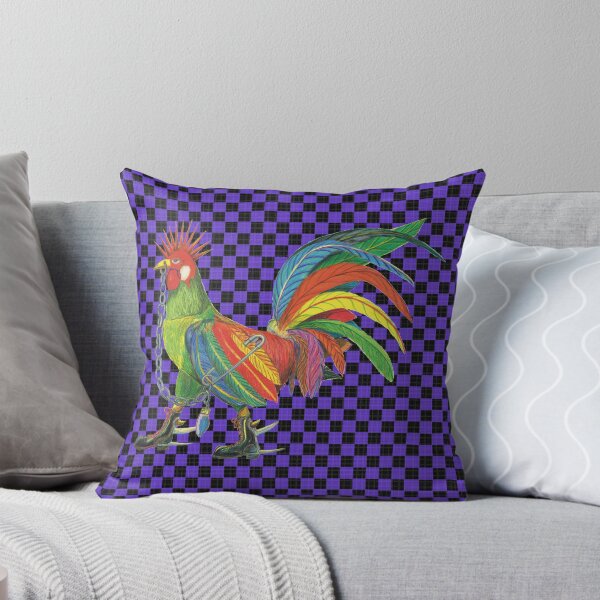 Artikelvorschau, Punky Rooster Basic on Violet checkered Black Dark entworfen und verkauft von AJLeibengeist.