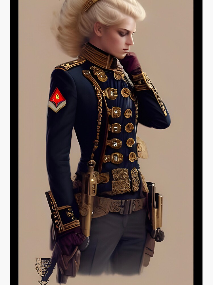 Gorgeous blonde steampunk Officer in Military Uniform | Art Board Print