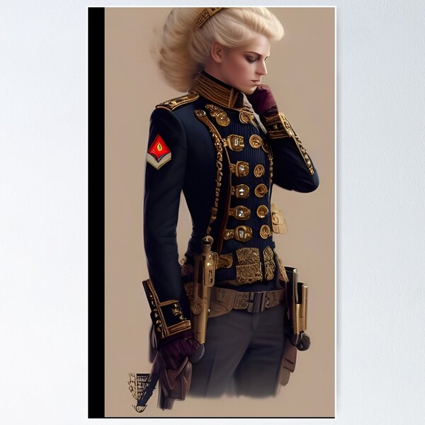 Gorgeous blonde steampunk lady Officer in Military Uniform Poster for  Sale by Eliteijr