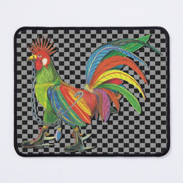 Item preview, Punky Rooster Basic on Lite Gray Checkered Black Dark designed and sold by AJLeibengeist.
