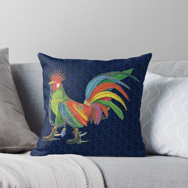 Artikelvorschau, Punky Rooster Basic on Gray Blue Zig Colors Dark entworfen und verkauft von AJLeibengeist.