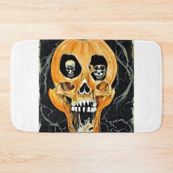 Item preview, halloween a rotten and disintegrated pumpkin reveals skeletons and witches in style of dave mckean  designed and sold by bestoftrendy.