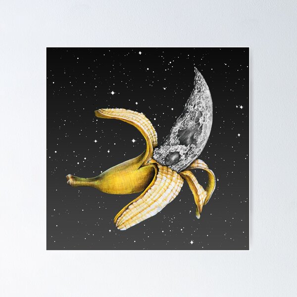 Banana moon at the night sky Art Print by Choka by Eyal Segal - X-Small