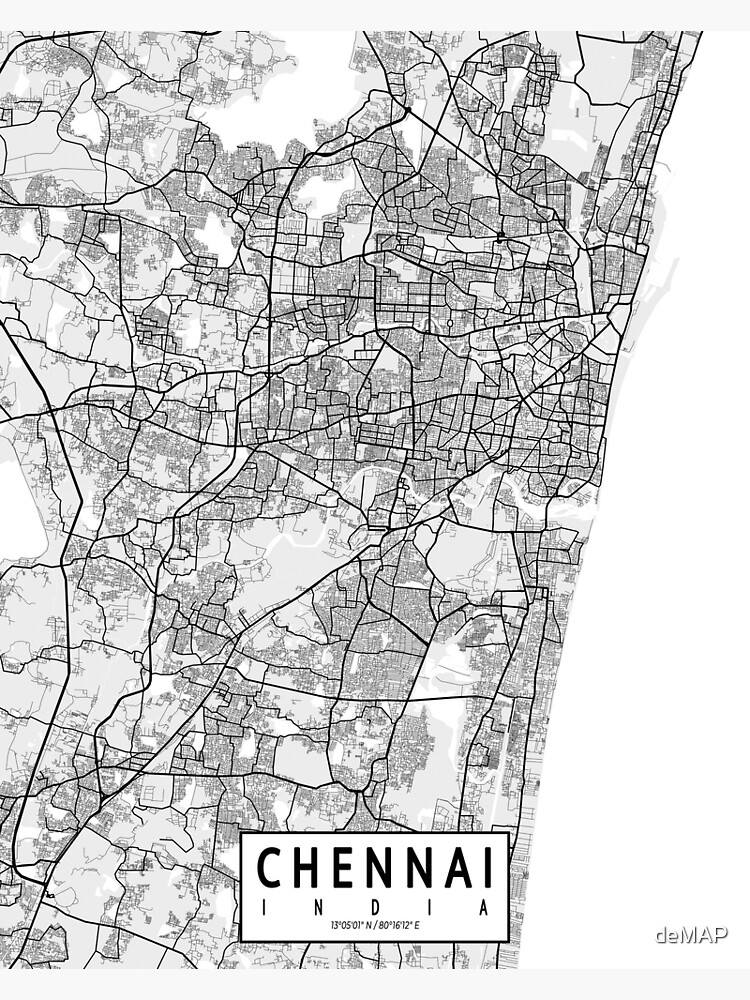 "Chennai City Map of India Light" Poster for Sale by deMAP Redbubble