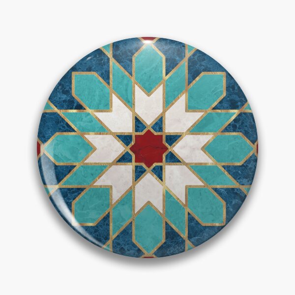 Item preview, Navy Blue Teal White Red Marble Moroccan Mosaic designed and sold by CatyArte.