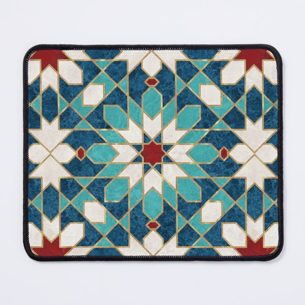 Item preview, Navy Blue Teal White Red Marble Moroccan Mosaic designed and sold by CatyArte.