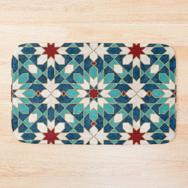Item preview, Navy Blue Teal White Red Marble Moroccan Mosaic designed and sold by CatyArte.