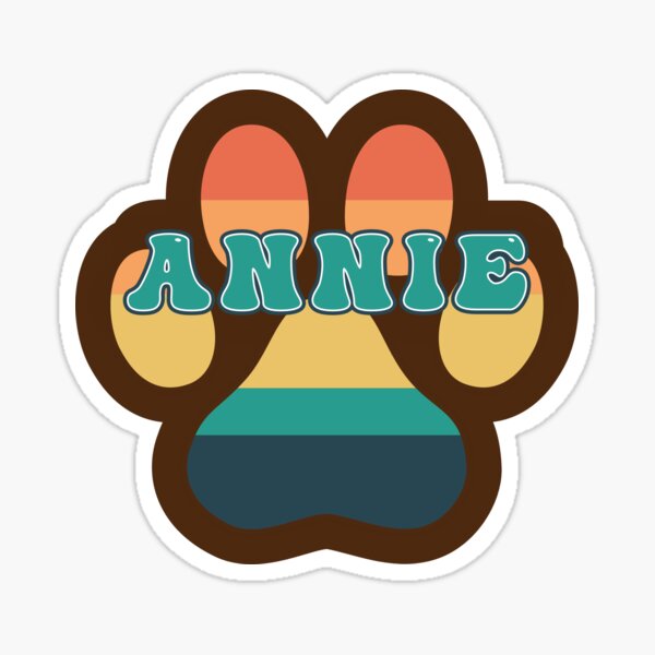 "Annie Dog Name Vintage Sunset Paw Prints on Brown Annie Dog Name
